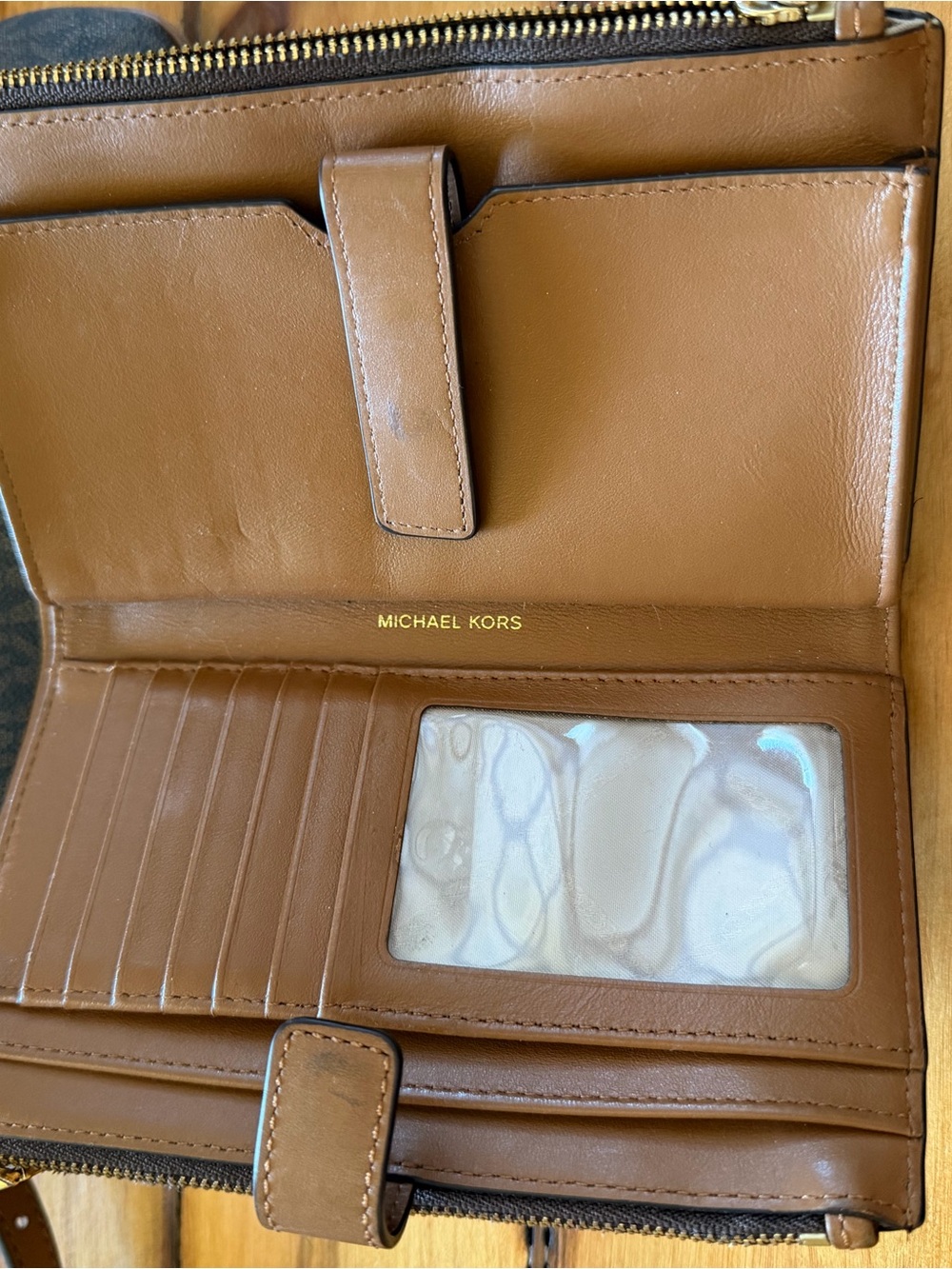 Michael Kors Jet Set Crossbody Bag & Matching Wallet Brown MK Logo Set - Picture 3 of 4